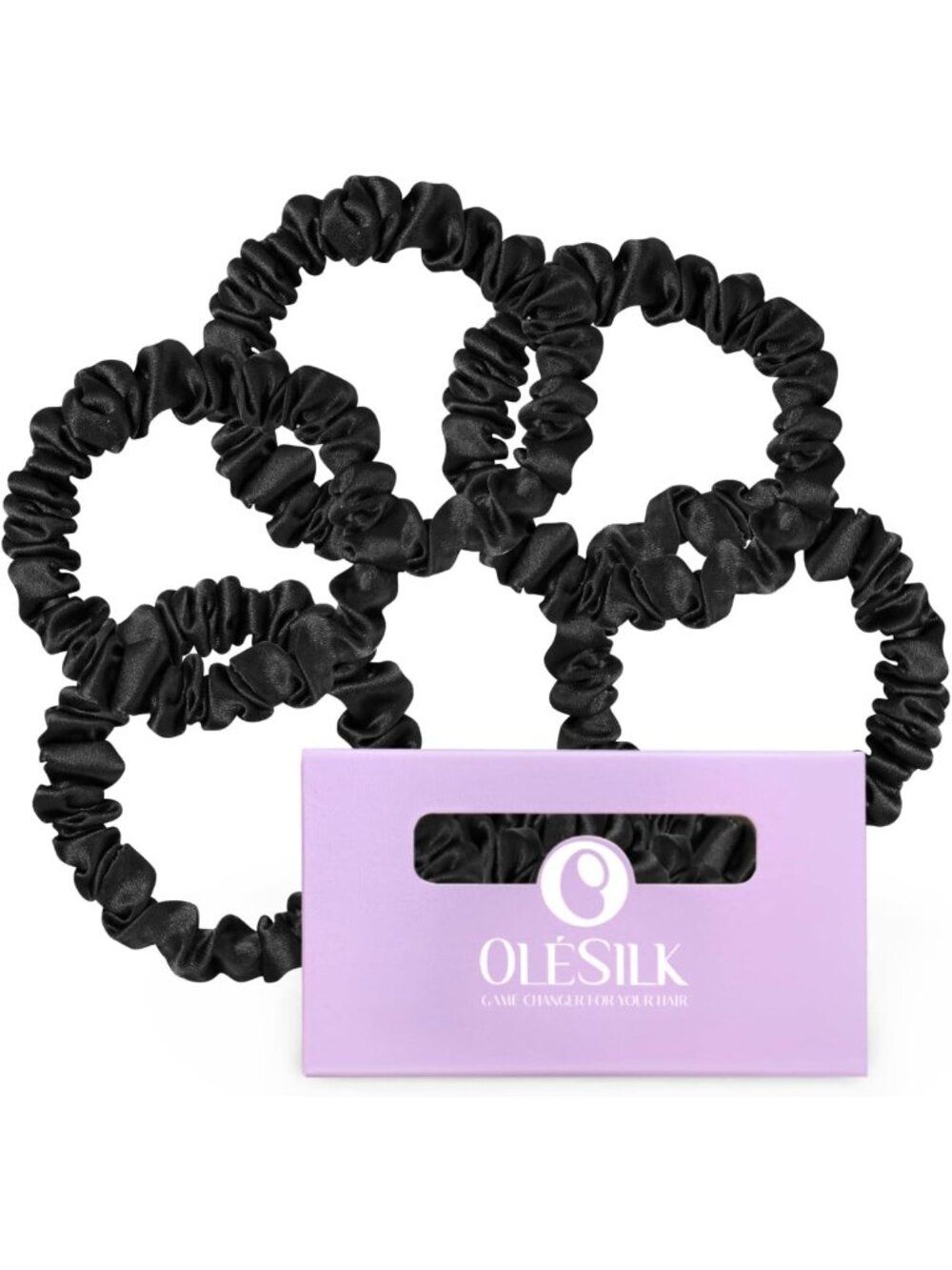 100% Mulberry Silk Hair Ties Scrunchies for Women - No Damage, 5 Pack